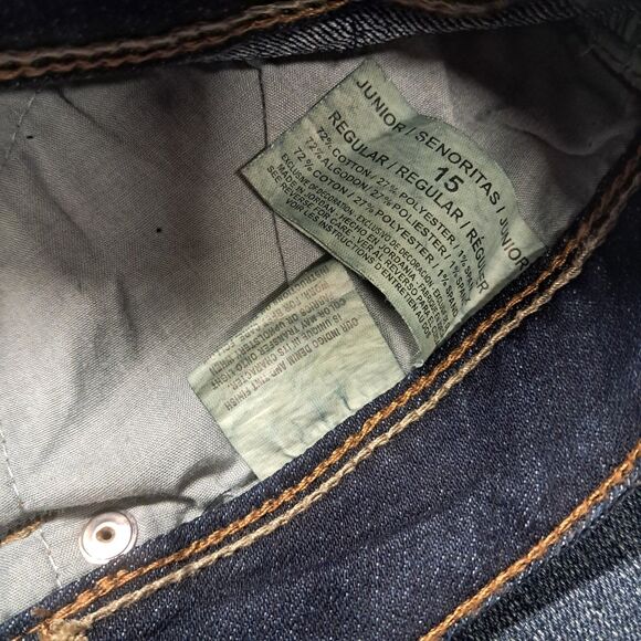 LEI Bootcut Jeans 15 Jr Plus Dark Denim Ashley Low rise Flare Indigo Vtg Y2k - Picture 8 of 11